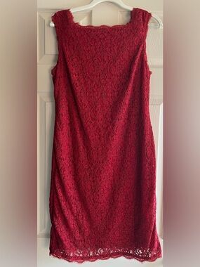 Adrianna Papell Red Lace Sheath Dress